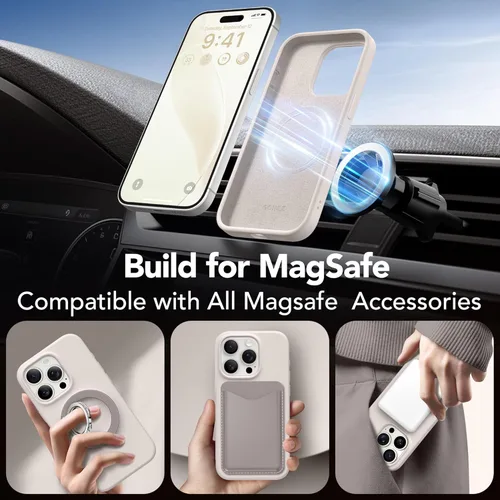 Vista 170 de GONEZ Funda magnética para iPhone 14, compatible con Magsafe, con protector de pantalla + protector de cámara, forro de microfibra antiarañazos