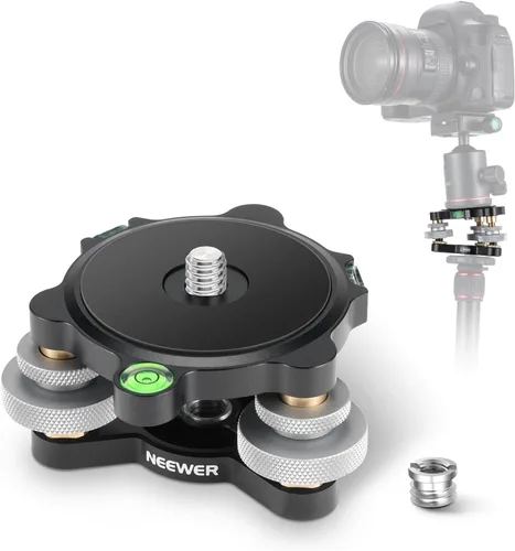Vista 9 de NEEWER Nivelador de cámara con base de nivelación de cabeza de trípode, aleación de aluminio de grado aeronáutico de 3 ejes, rosca de 3/8 pulgadas