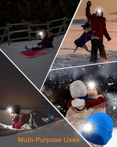 Vista 7 de BERGWEISER LED Beanie with Light, 3 Adjustable Modes Headlamp Beanie Hat, Removable USB with Night Strobing