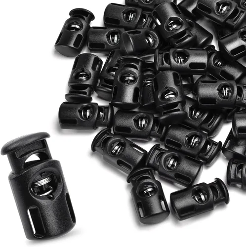 Vista 26 de CooBigo 20 piezas de cierres de cordón de resorte de plástico, cierres de palanca de cuerda de paracaídas para pantalones de sudor con cordón