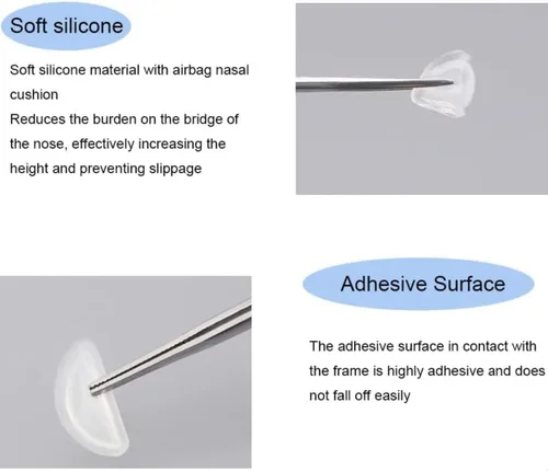 Vista 5 de 5 pares de almohadillas de nariz de silicona para gafas, protector de nariz suave antideslizante para gafas (transparente/0.079 pulgadas)
