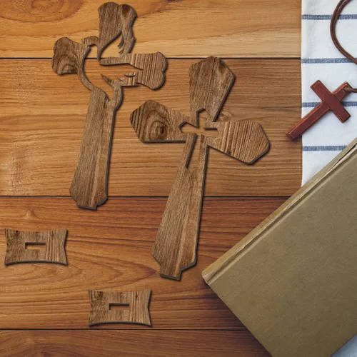 Vista 6 de Kathfly 24 cruces de madera de Pascua para manualidades, decoración de bautismo, católica, rústica, sin terminar, para centros de mesa, decoración