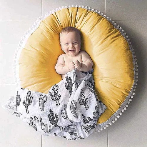 Vista 7 de Cojín Grande de Piso para Niños Cojín Redondo de Piso para Sentarse, Almohada Circular Grande de 35 pulgadas, Almohadas Redondas para Sentarse