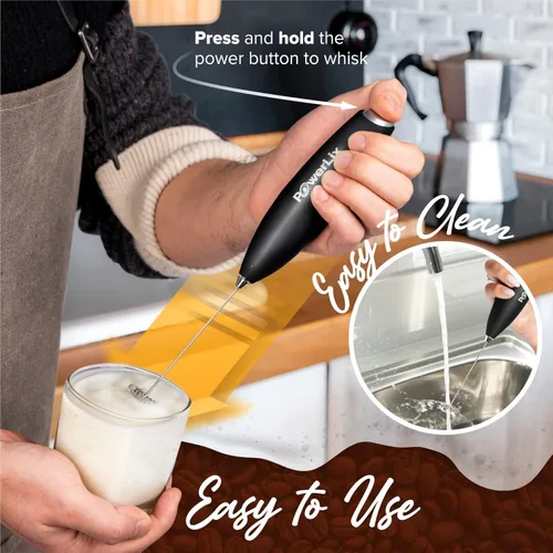 Vista 3 de PowerLix Potente espumador de leche de mano de 19000 rpm, funciona con pilas, para café, latte, capuchino, chocolate caliente, mini mezclador