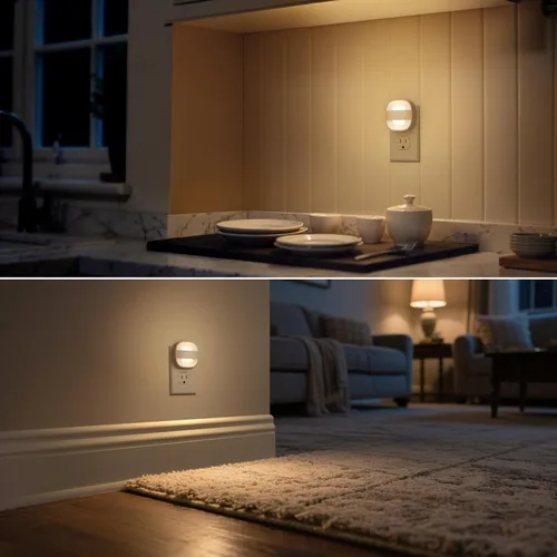 Vista 7 de DORESshop Luces nocturnas LED enchufables a la pared, 4 paquetes de luz nocturna plegable, portátil, regulable, con sensor de atardecer a amanecer