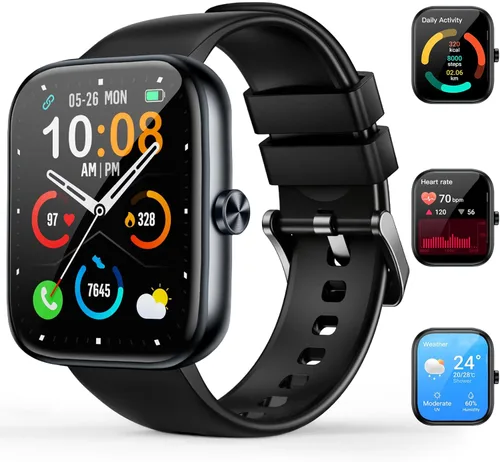 Reloj inteligente para hombres y mujeres con llamadas Bluetooth, pantalla táctil HD de 1.83 pulgadas, rastreador de fitness, más de 110 modos