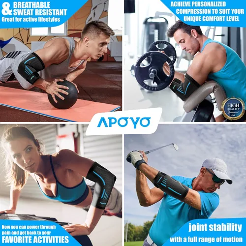 Vista 2 de APOYO Codera para tendinitis y codo de tenista, manga de compresión para artritis, entrenamientos, reduce el dolor articular durante la actividad