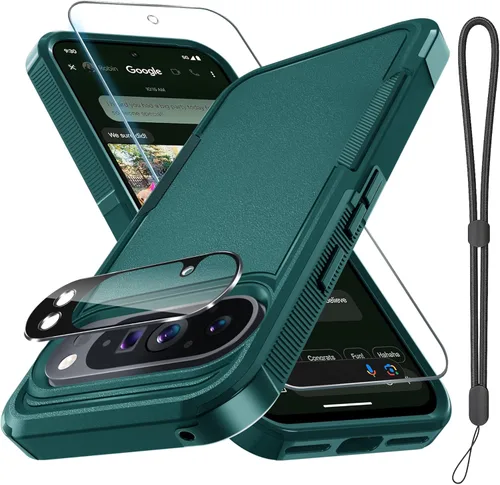 Vista 46 de RMOCR Funda para Google Pixel 9 Pro XL, de cuerpo completo, resistente, a prueba de golpes, con correa de cordón, protector de pantalla de vidrio