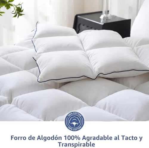 Vista 4 de DOWNCOOL Edredón de fibra de plumón tamaño King, 100% algodón, ultra suave, esponjoso, relleno de edredón King, edredón de lujo para todas