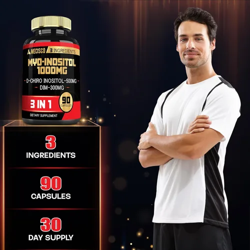 Vista 5 de Mecisco Suplemento de mio-inositol y D-Chiro inositol 3 en 1 con DIM - 90 cápsulas - 30 días