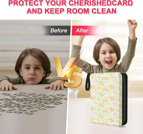 Vista 5 de CLOKORIA Carpeta de Tarjetas para Niñas, Estuche Porta Tarjetas Coleccionables de 440 Tarjetas con 55 Fundas, 4 Bolsillos para Colección de Tarjetas