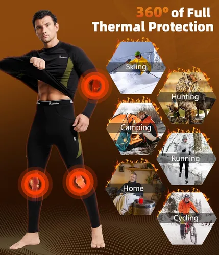 Vista 6 de romision 2 Pack Thermal Underwear for Men Long Johns Fleece Lined Hunting Gear Bottom Top Set Base Layer Cold Weather XS-4XL