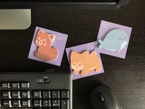 Vista 6 de Kawaii Sticky Notes - Paquete de 6 blocs de notas autoadhesivas con forma de animal lindo para el hogar, la oficina y los regalos