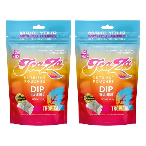 Vista 43 de Teaza Bolsas energéticas a base de hierbas, para masticar tabaco, alternativa sin nicotina, tabaco alternativo y inmersión saludable, sabor tropical