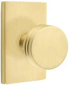 Vista 2 de EMTEK Moderno juego de privacidad de roseta rectangular con perilla de Berna de acabado a juego, opción de 6 acabados, 5212BNUS10B, bronce aceitado