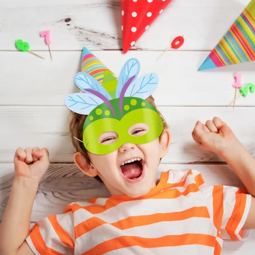 Vista 6 de CY2SIDE 30 máscaras de papel y elásticas de insectos de primavera para niños, temática de insectos de primavera, accesorios de fiesta, suministros
