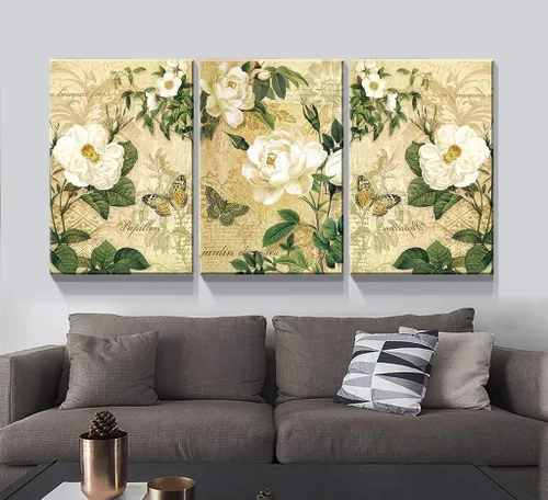 Vista 146 de Denozer - Lienzo decorativo para pared de 3 piezas - Paisaje con arte de pared inspirador para sala de estar, decoración moderna del hogar, estirado