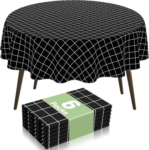 Vista 11 de misaya 6 Pack Rectangle Waterproof Fabric Table Cloth, Plaid Stain Resistant Polyester Tablecloth, Washable Cloth Table Cover for Dining Room