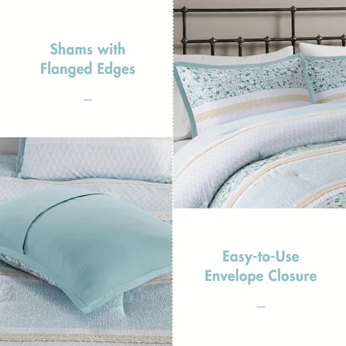 Vista 7 de Madison Park Juego de edredón, juego de edredón floral de sirsaca tamaño Queen, edredones de microfibra, edredón ligero para todas las estaciones