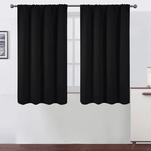 Vista 114 de LEMOMO Cortinas opacas grises, 52 x 84 pulgadas, juego de 2 paneles de cortinas opacas con aislamiento térmico para oscurecer la habitación