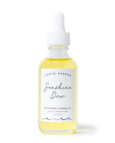 Earth Harbor Sunshine Dew Oil Cleanser for Face | 2 onzas líquidas de aceite de limpieza puro impermeable removedor de maquillaje con enzimas de