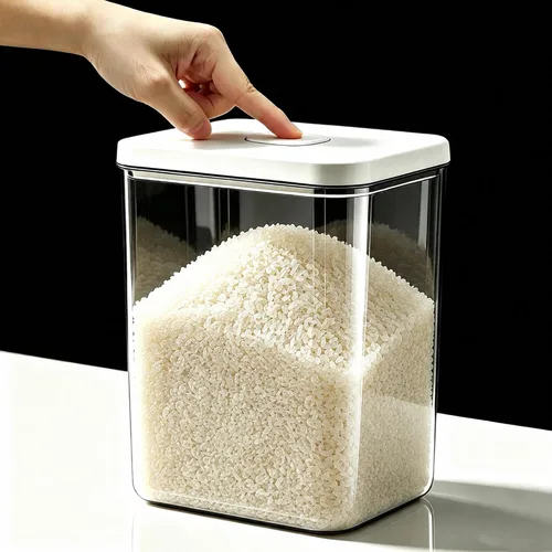Contenedor de arroz – Contenedor de almacenamiento dispensador de cereales de 10 libras / 12.3 lbs/5 cuartos de galón con taza medidora,