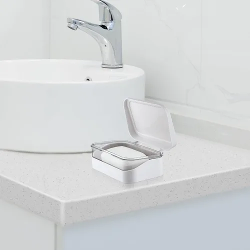 Vista 6 de Tofficu Jabón titular escurridor tapa grande barra jabón contenedor plástico hogar baño accesorio