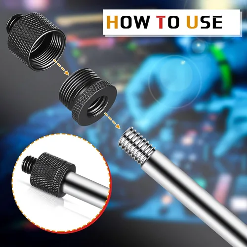 Vista 4 de Hotop Adaptador de soporte de micrófono de 4 piezas 5/8 hembra a 3/8 macho y 3/8 a 5/8 y 5/8 a 1/4 y 1/4 hembra a 5/8 macho Combo Pack Adaptador