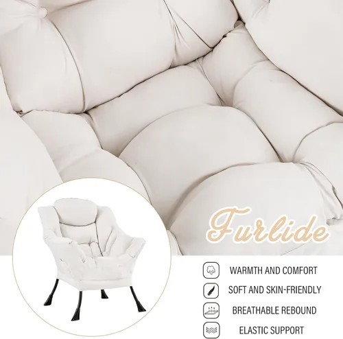 Vista 241 de Silla Lazy con otomana, silla moderna con reposapiés plegable, silla de acento de salón, cómoda silla de lectura para dormitorio, estudio, sala