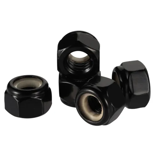 Vista 5 de Tuerca de bloqueo hexagonal de nailon 1/2-13, tuercas de seguridad de acero inoxidable 304 18-8 óxido negro, paquete de 10