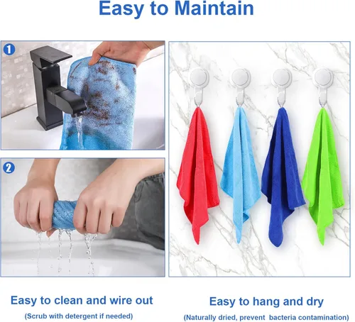 Vista 5 de 12 paños de limpieza de microfibra de alta calidad, altamente absorbentes, suministros de limpieza para el hogar, para toallas de cocina, paños