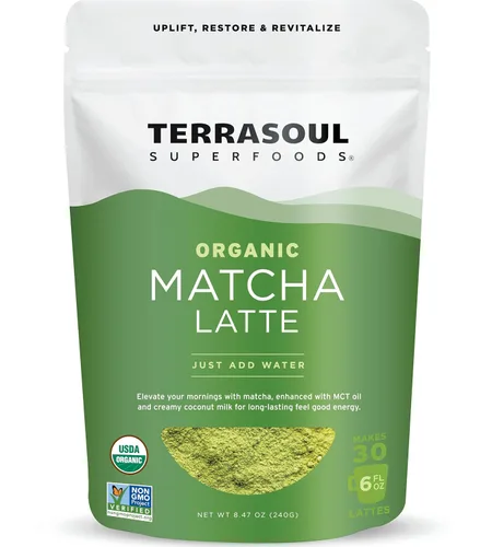Terrasoul Superfoods Latte Matcha Orgánico – Grado Premium, Vegano y Sin Lácteos – 8.47oz