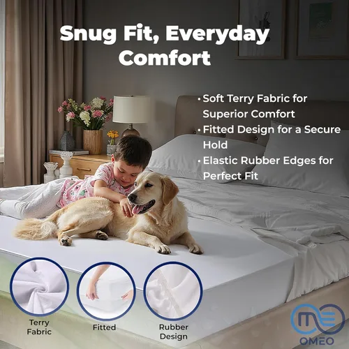 Vista 5 de OMEO Protector de colchón impermeable tamaño King, transpirable, suave, lavable a máquina, funda de colchón de algodón para cama