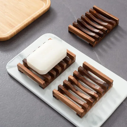 Jabonera de madera para ducha, juego de 3, soporte de barra autodrenante para baño, bandeja ahorradora de jabón para jabón casero, Vowupt