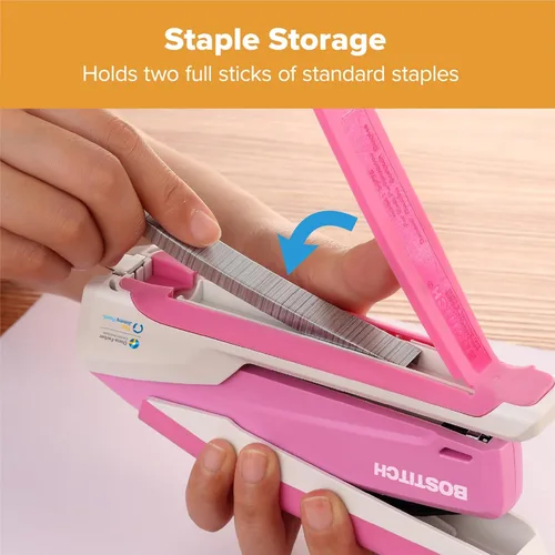 Vista 5 de Bostitch Office InPower - Engrapadora de escritorio con resorte, capacidad para 20 hojas, grapado con un dedo, incluye 210 grapas, sin atascos, se