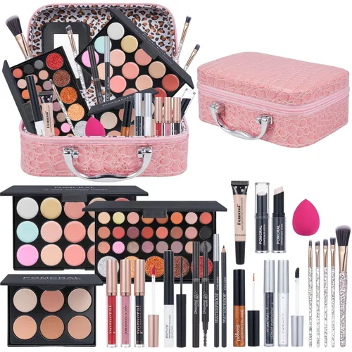 Vista 7 de Kit de maquillaje para adolescentes, kit de maquillaje para niñas, set de maquillaje para mujeres kit completo con caja de maquillaje, paletas