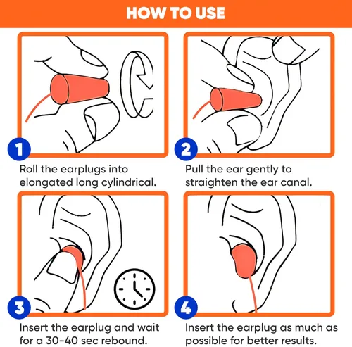 Vista 6 de 20 pares de tapones de espuma para los oídos con cable, protección suave y cómoda para los oídos, desechables envueltos individualmente