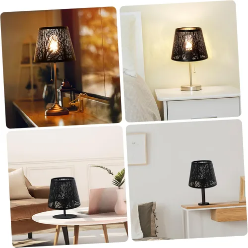 Vista 3 de Sombras de lámpara E27, cubierta hueca de luz de sombra de árbol, pantalla de lámpara moderna, pantalla de metal de repuesto para lámparas de mesa