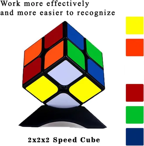 Vista 7 de Cubo de velocidad 2x2, rompecabezas clásicos de cubo 2x2 de juguete (negro)