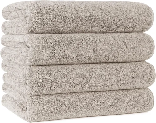 Vista 8 de POLYTE Toalla de baño de microfibra de secado rápido sin pelusas, 57 x 30 pulgadas, paquete de 4 (aguamarina)