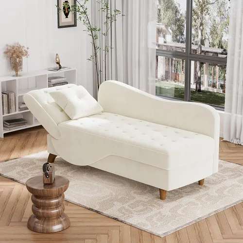 Vista 5 de Tumbona interior con almacenamiento, reposabrazos ajustable, silla de lectura reclinable, sofá cama con almohada, futón de terciopelo 3 en 1