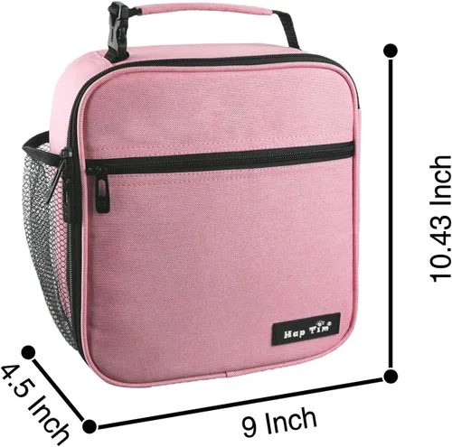 Vista 5 de Hap Tim - Lonchera para adultos, bolsa de almuerzo aislada para mujeres, lonchera reutilizable, lonchera espaciosa, rosa (18654-PK)