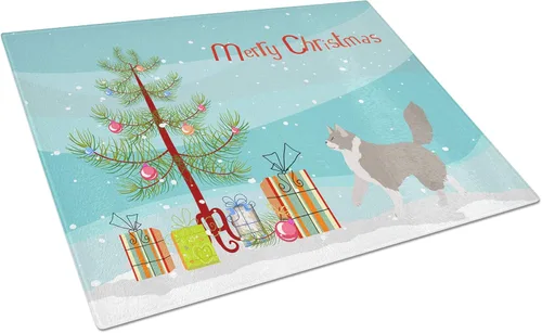 Vista 164 de Caroline's Treasures CK4739LCB Abyssinian Cat Merry Christmas Glass Cutting Board Large Decorative Tempered Glass Kitchen Cutting and Serving Board
