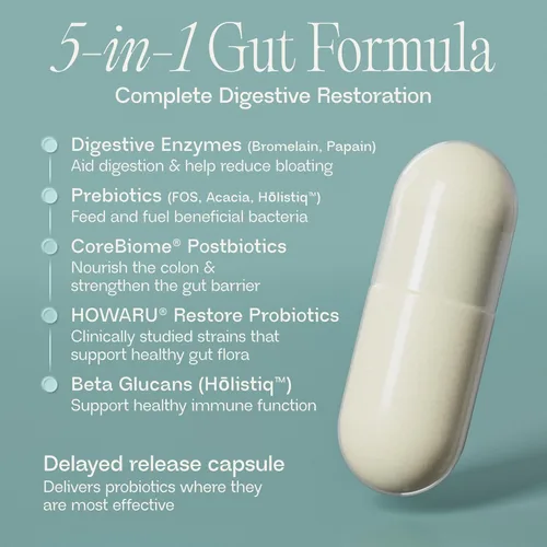 Vista 3 de BIOMA Suplemento de probióticos digestivos y reparadores intestinales (60 cápsulas, suministro para 1 mes)