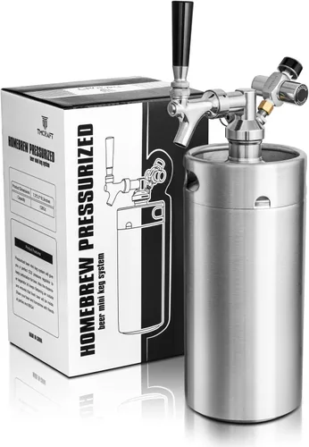 TMCRAFT Mini granelero de barril de 128 onzas, sistema de barril de acero inoxidable presurizado con regulador de CO2 actualizado que se mantiene