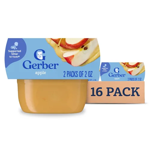 Gerber 1st Foods Alimento para bebés, Puré de manzana, Natural y sin OGM, Tubos de 2 onzas, Paquete de 2 (Paquete de 8)