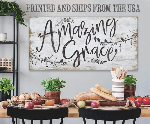 Vista 2 de Amazing Grace - Birds on Branches - Great for Living Room and Home Decor, Farmhouse Wall Decor, Boho Theme Accessories, Unique Housewarming Gifts