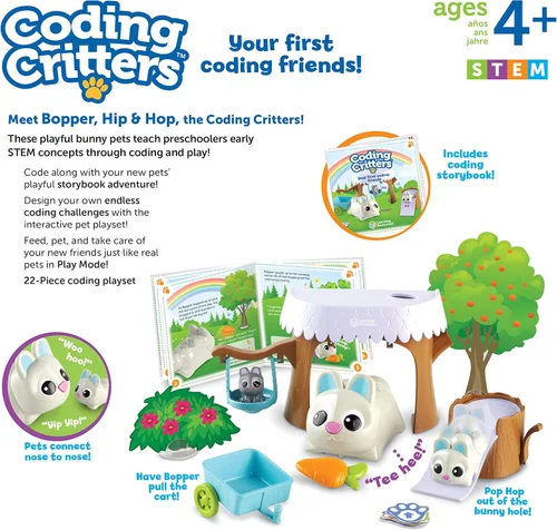 Vista 8 de Learning Resources Coding Critters Bopper - 22 piezas, edades 4+, juguete de codificación temprana sin pantalla para niños, mascota de codificación