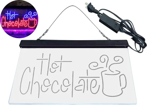 Vista 8 de ADVPRO Señal de neón LED de doble color para bebida de chocolate caliente, azul y rojo, 12 x 8 pulgadas st6s32-i3831-br azul y Red
