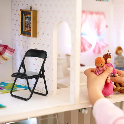 Vista 6 de Gadpiparty 12 mini sillas para manualidades, mini silla plegable, accesorios de figura de acción, soporte para teléfono, decoración de casa